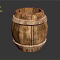 Rustic Wooden Barrel Decorative Ornament Set with Natural Bands and Wood Grain Details