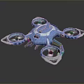 Blue Modern Quadcopter Drone With Four Propellers And Futuristic Design