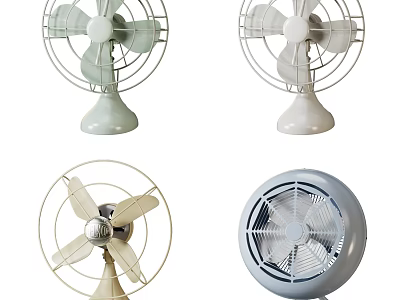Collection Of Retro And Modern Style Cooling Fans With Various Designs And Colors 3d model