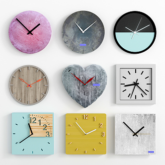 Modern clock wall decoration combination 3d model