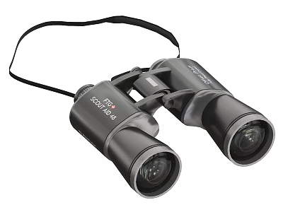 ScopePro 10x50 Binoculars With Black Carry Strap And Optic Lenses 3d model
