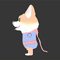 Adorable Corgi Plush Toy Wearing Blue Super Costume With Red Cape