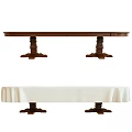 Elegant Oval Wooden Dining Table With Carved Legs And White Tablecloth