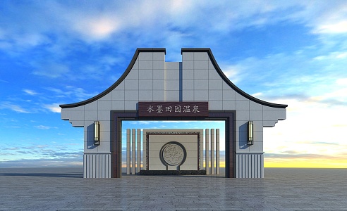 new chinese style gate 3d model