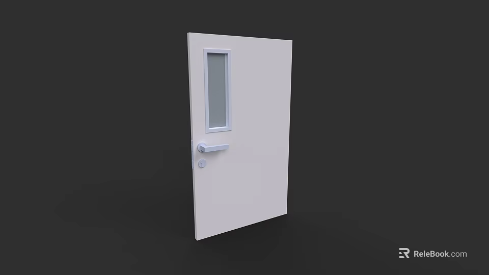 White Swing Door With Glass Panel Door Handle And Lock For Interior Design 3d model 