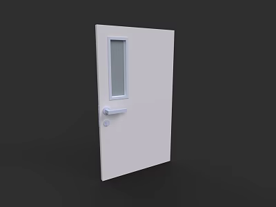 White Swing Door With Glass Panel Door Handle And Lock For Interior Design 3d model