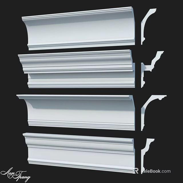 White Decorative Architectural Moldings For Interior Design Projects 3d model 