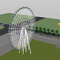 Giant Ferris Wheel Amusement Equipment With Colorful Cabins And White Steel Structure