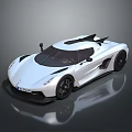 White Supercar With Sleek Design Black Accents Rear Spoiler And Reflective Surface