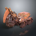 Tracked Utility Vehicle With Large Front Mechanical Arm Rustic Orange Exterior Reinforced Cabin Industrial Design
