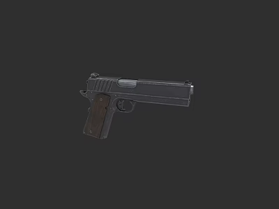Black Semi Automatic Pistol Featuring Wooden Grip And Matte Black Metal Body Design 3d model
