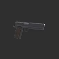 Black Semi Automatic Pistol Featuring Wooden Grip And Matte Black Metal Body Design