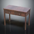 Wooden Table With Two Drawers Four Legs Classic Design Textured Surface
