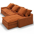 Modern L Shaped Sofa Design With Orange Gray White Cushions For Living Room