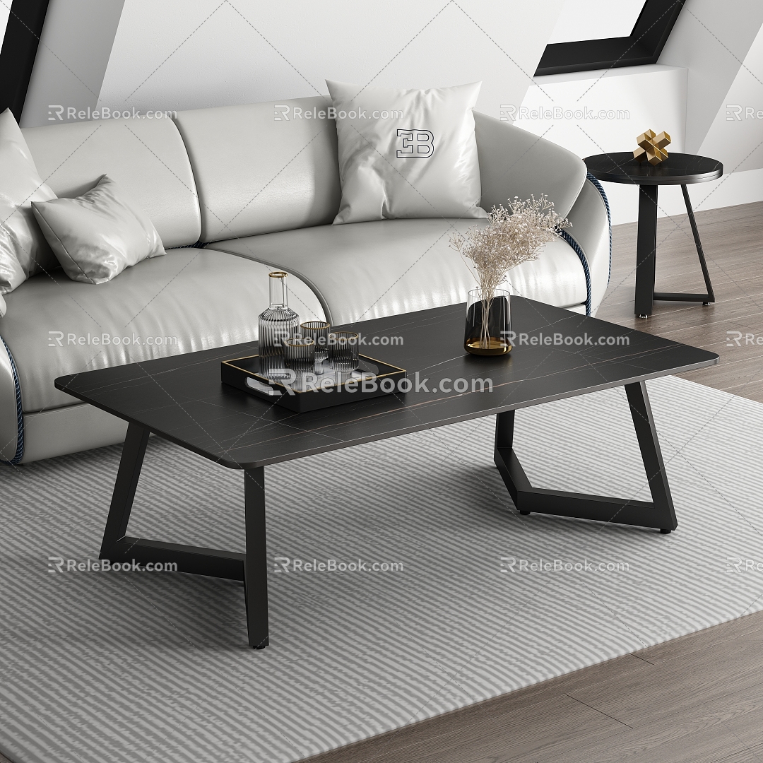 Modern Living Room Sofa Coffee Table Sofa Coffee Table Combination Ornaments 3d model