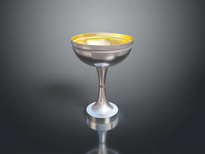 Elegant Silver Goblet With Golden Inner Surface And Tall Stem Design 3d model