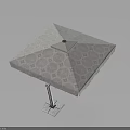 Outdoor Square Umbrella With Circular Pattern And Dark Pole Square Base 3d model