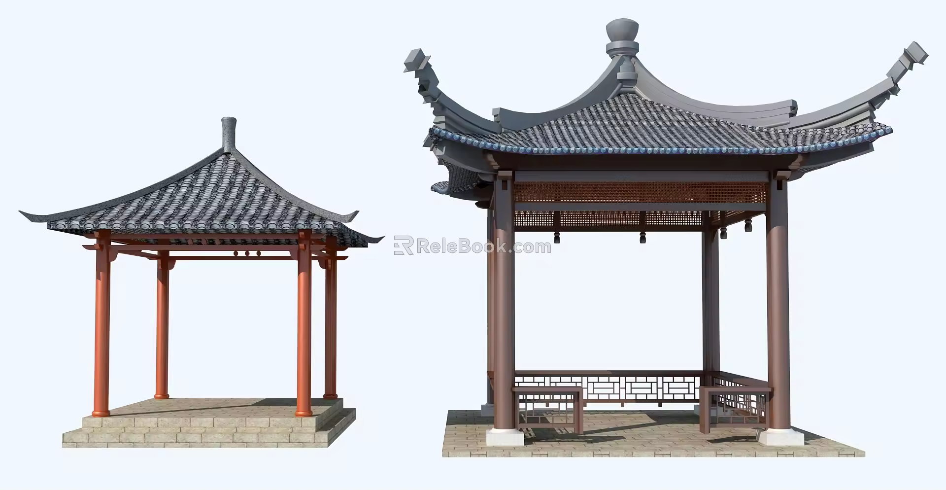 pavilion stone pavilion scenery pavilion leisure pavilion 3d model