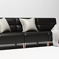 Light Beige Three-Seater Sofa With Black And Beige Cushions Gray Blanket Rose Gold Legs