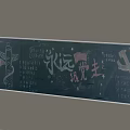 Party Themed Decorative Chalkboard With Calligraphy Brushes And Books