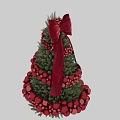 Christmas Tree Decorative Ornament Set With Red Bow Berries And Balls 3d model