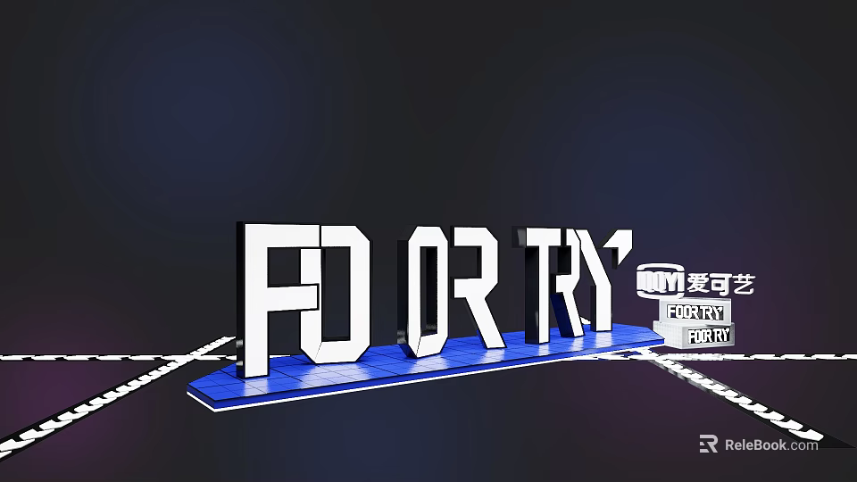 Artistic Wall Decor Featuring 3D Letters FD OR TRY Design Elements 3d model 