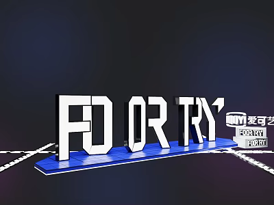 Artistic Wall Decor Featuring 3D Letters FD OR TRY Design Elements 3d model