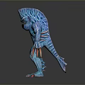 Game Movie Character Blue Monster With Spiked Head Red Eyes And Red Claws