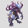 Game Movie Fantasy Monster Character With Purple Tentacles And Sharp Claws