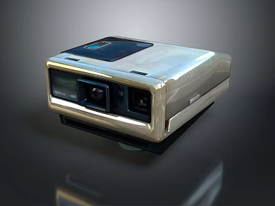 Vintage Silver Portable Computer With Metallic Finish Classic Design And Screen 3d model