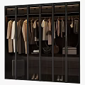 Modern Wardrobe Interior Design With Hanging Clothes And Storage Containers 3d model