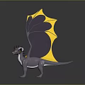 Gray Dragon Game and Movie Character With Yellow Wings and White Underbelly 3D Model Design