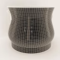 Copper Decorative Vase With Intricate Floral Lace Pattern And Metal Handles