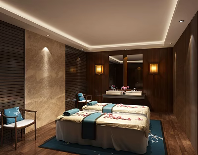 New Chinese Spa Double Room 3d model