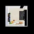 Modern Home Interior With Wine Beverage Cooler For Fresh Food Drinks And Decorative Plants