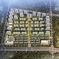Aerial View Planning of Residential Complex Layout With Green Spaces And Roads