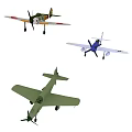 Three Military Fighter Jets With Green Blue And Red Colorful Designs