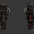 Six Sci Fi Robot Game and Movie Characters With Different Colors Designs Backpacks and Equipment