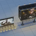 Roadside Facilities Featuring Two Illuminated Billboards With Advertising Displays And Lighting