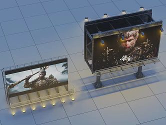 Billboard Roof Billboard Modern Billboard Spotlight Volume Light Led Billboard Black Myth Goku 3d model