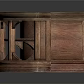 Elegant Curved Wooden Furniture With Multiple Shelves And Leather Top Countertop