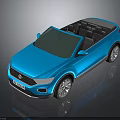 Blue Convertible SUV Car With Open Roof Modern Design And Shiny Silver Wheels