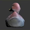 Pink and White Duck Decorative Figurine With Yellow Beak And Textured Wings On Dark Surface