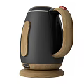 Practical Black And Wooden Daily Electric Kettle With Modern Handle Design