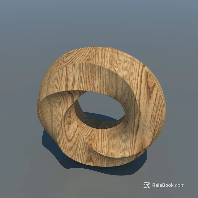 Park Landscape With Wooden Spiral Sculpture Showing Natural Grain And Circular Hole 3d model 