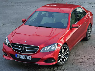 Red Mercedes Benz Sedan With Modern Sleek Exterior And Alloy Wheels 3d model