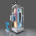 Shopping Mall Clothing Store Featuring Mannequin Wearing Blue Jacket And Display Stand With Letter Decor