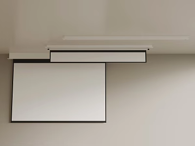 Ceiling Mounted Projection Monitoring System With White Projection Screen And Indoor Setup 3d model