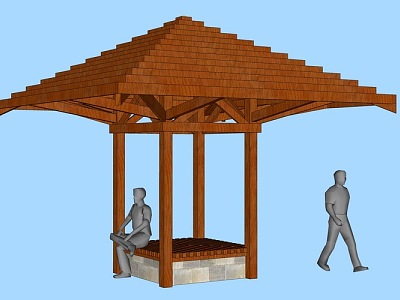 Leisure wooden pavilion model