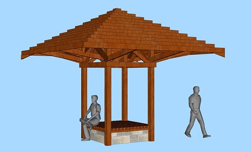 Leisure wooden pavilion 3d model